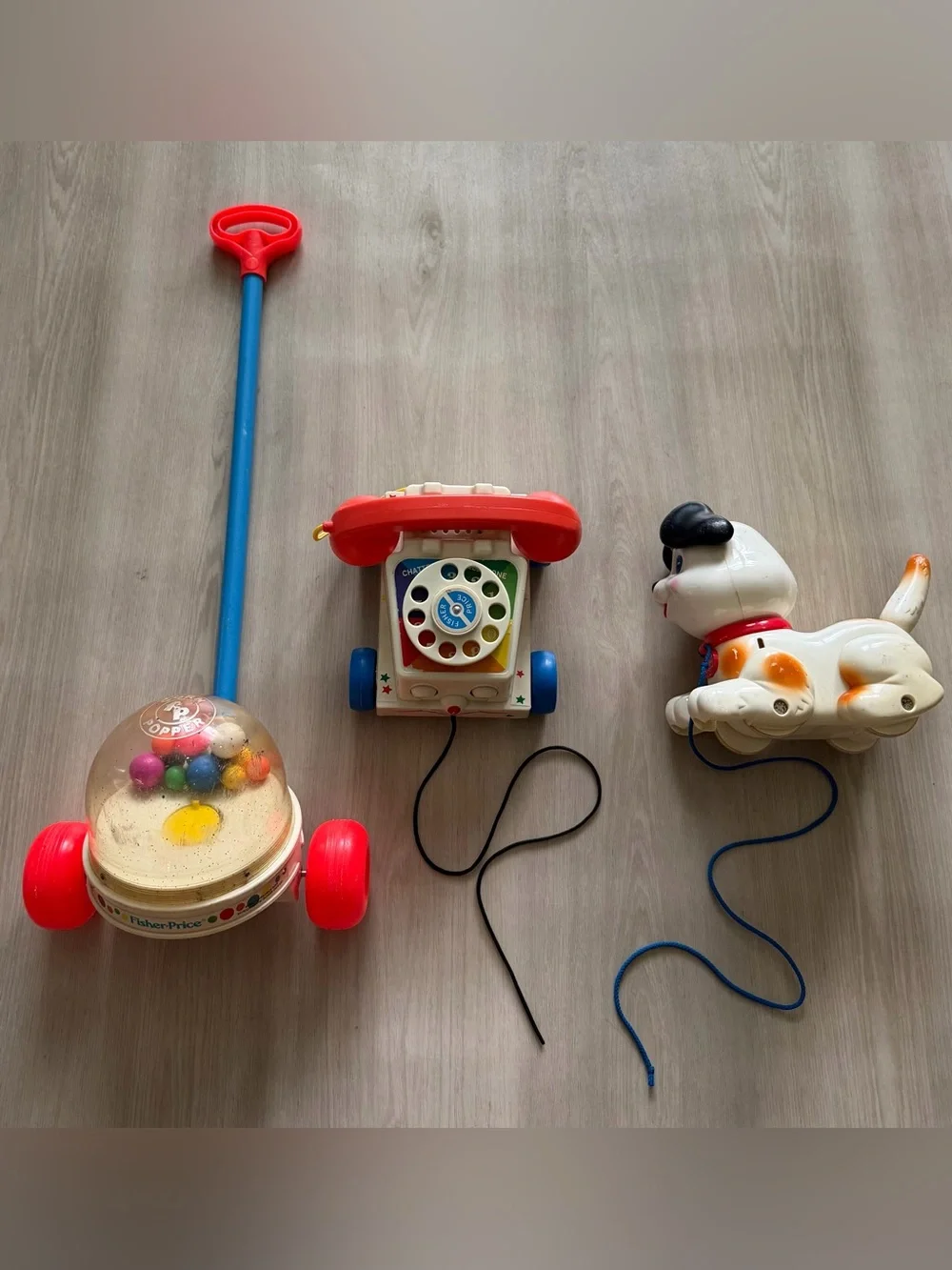 Vintage Retro Push Pull Toys Fisher Price Dog Pune Etc 80s 90s